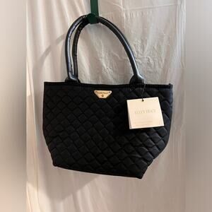 Ellen Tracy black quilted travel cooler tote 13 inch beach travel outdoor